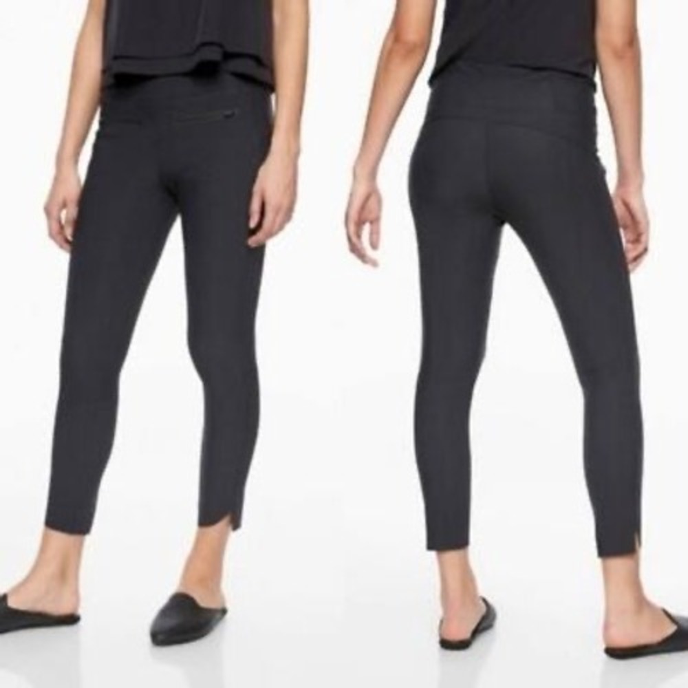 Athleta Black Stellar Crop Pants Skinny Split Ankle Career Casual Womens Size S